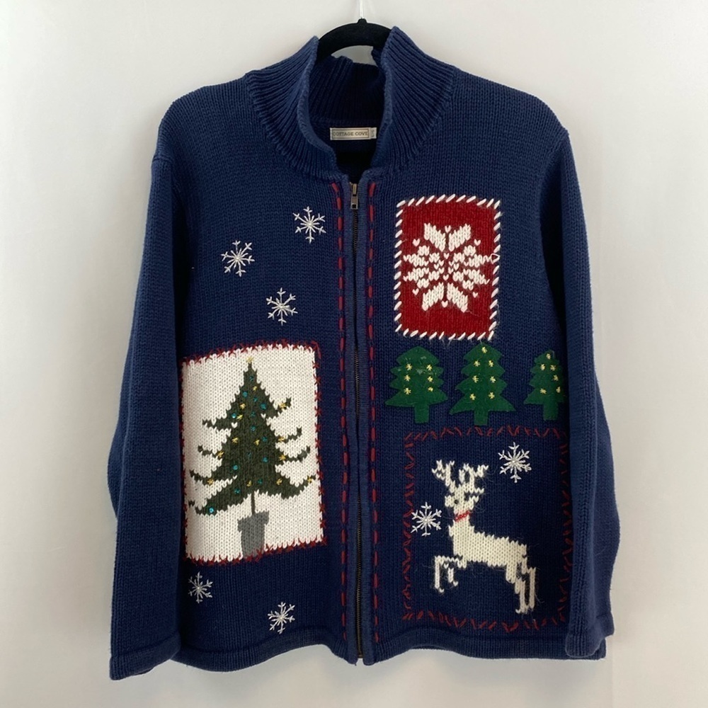 Cottage Cove Christmas Zip-Up Sweater Cotton